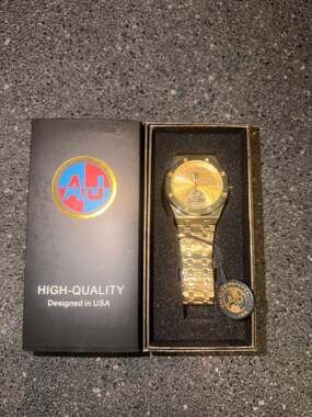 AJ High-Quality Gold Tone Skeleton Dial Men's Watch